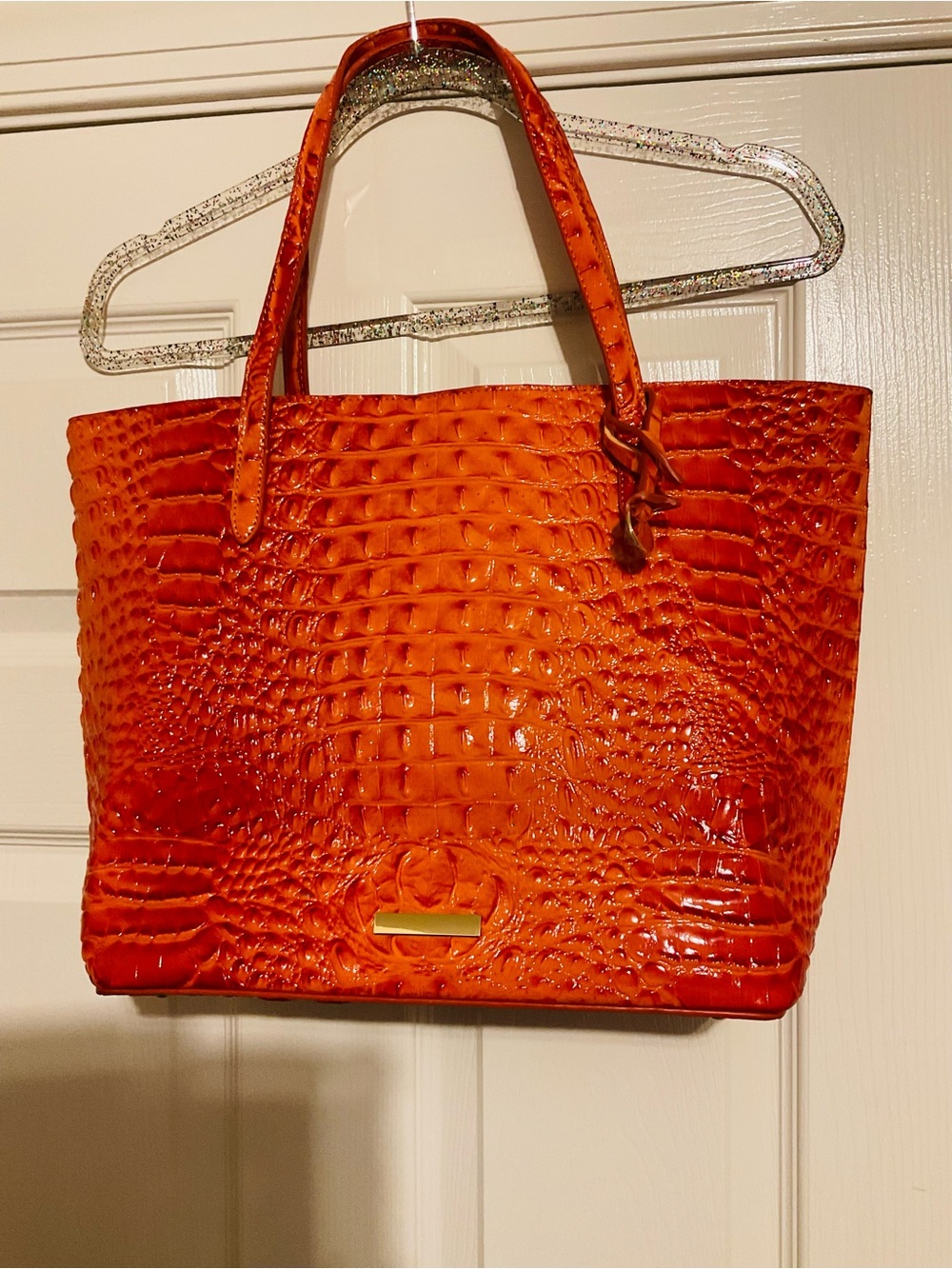 Orange Croc-Embossed Tote Bag - Women - Picture 6 of 12